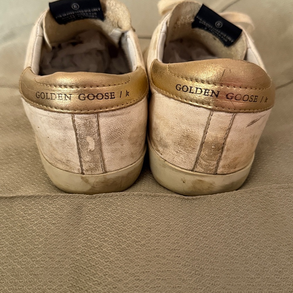 Golden Goose White and Gold Sneakers - Size 38 - Picture 5 of 13